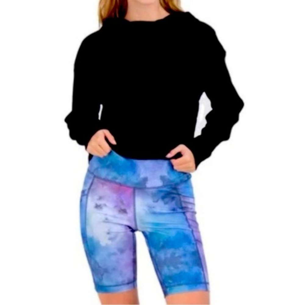 90 Degree by Reflex Crop Hoodie and Bike Shorts Set Size Small